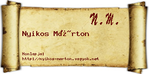 Nyikos Márton névjegykártya